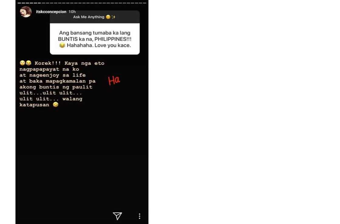 KC Concepcion finally breaks her silence on rumors that she is pregnant KC Concepcion finally breaks her silence on rumors that she is pregnant