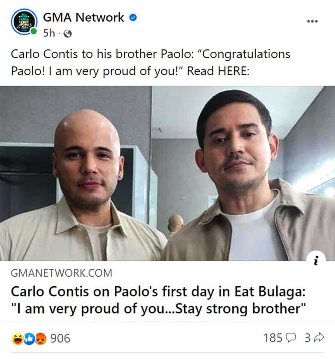 Paolo Contis, nakatanggap ng madamdaming pagbati at deklarasyon ng suporta mula sa kapatid na si Carlo Contis Paolo Contis, nakatanggap ng madamdaming pagbati at deklarasyon ng suporta mula sa kapatid na si Carlo Contis