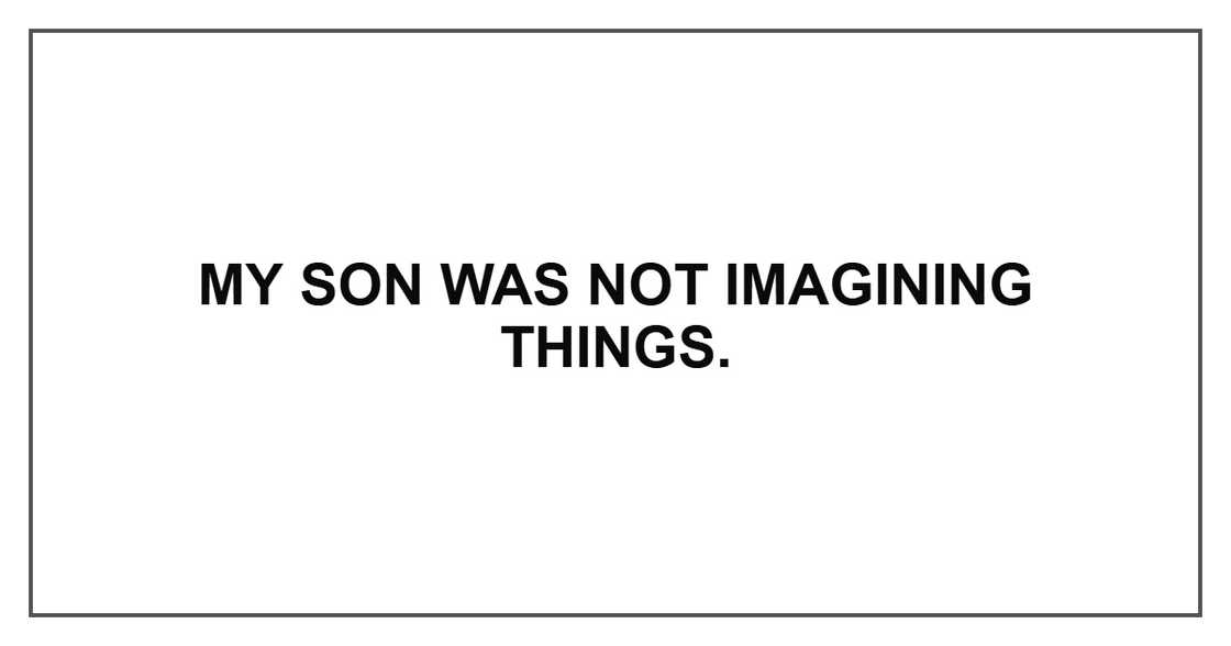 My son was not imagining things. My son was not imagining things.