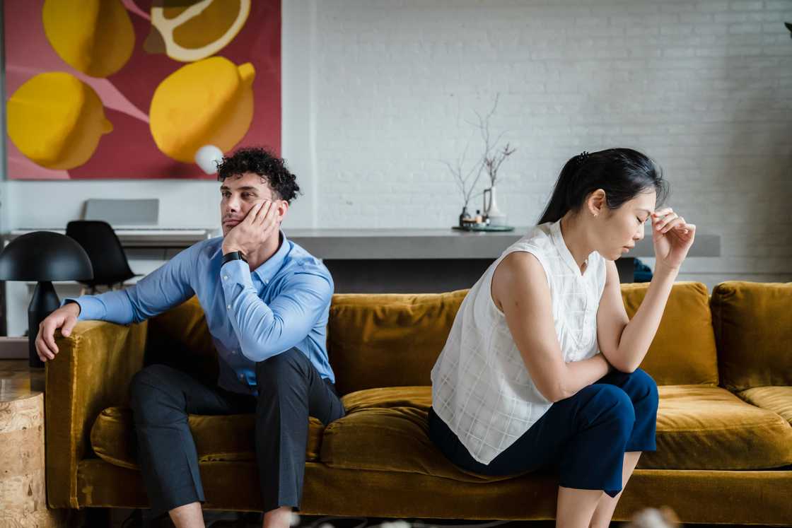 A couple in a tense moment