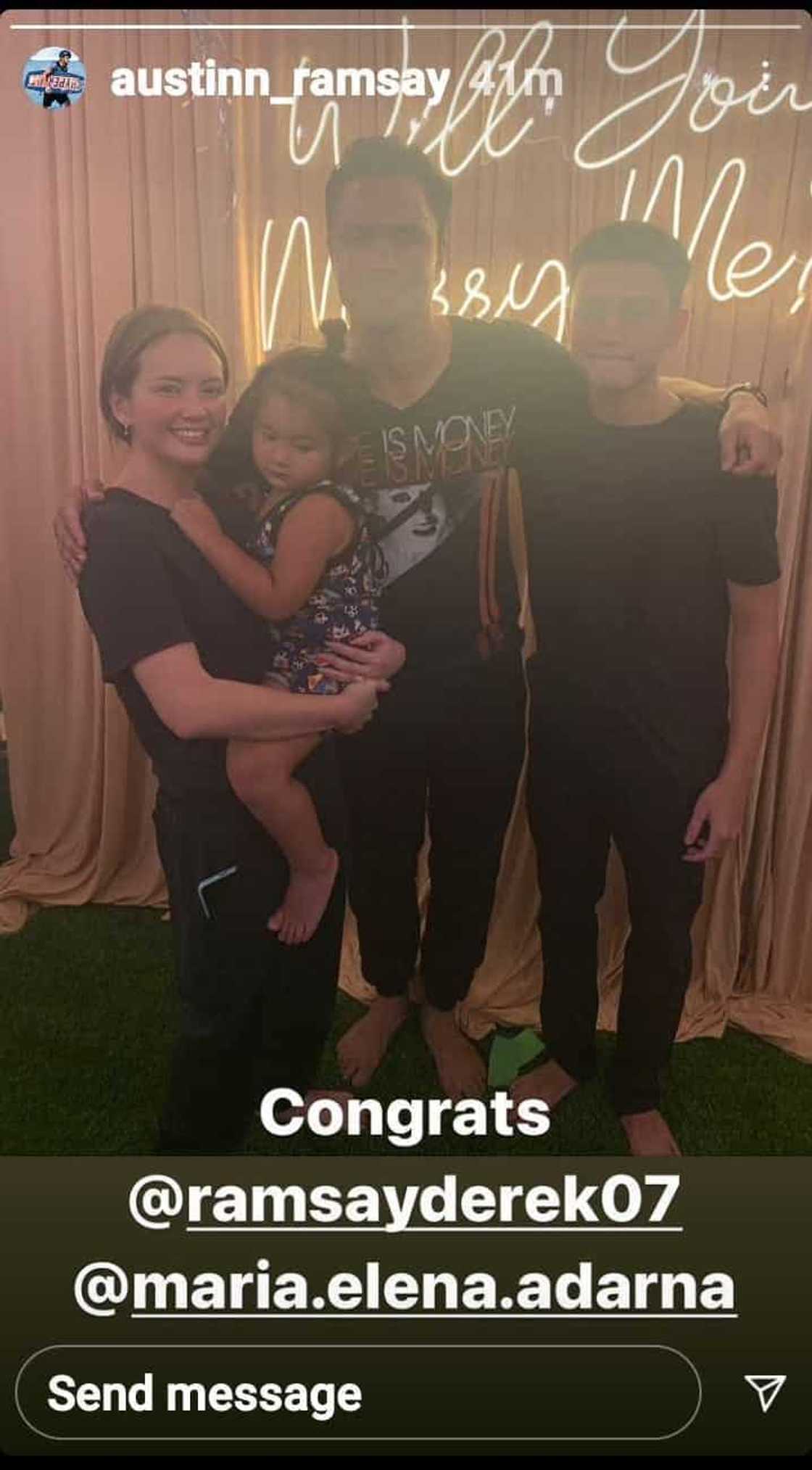 Derek Ramsay’s son Austin congratulates dad, Ellen Adarna on their engagement Derek Ramsay’s son Austin congratulates dad, Ellen Adarna on their engagement