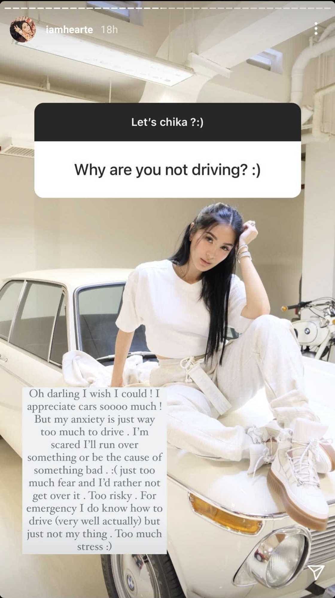 Heart Evangelista, diretsahang sinagot ang tanong ng netizen kung bakit hindi siya nagda-drive