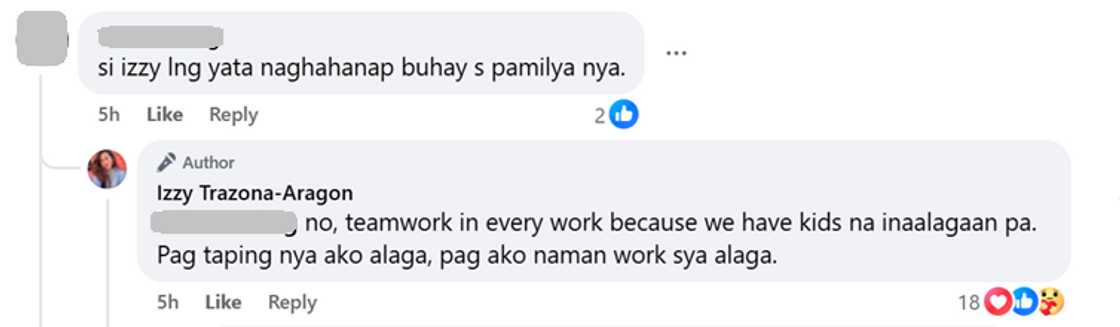 Izzy Trazona, sinagot ang komentong siya lang umano ang naghahanapbuhay sa pamilya niya