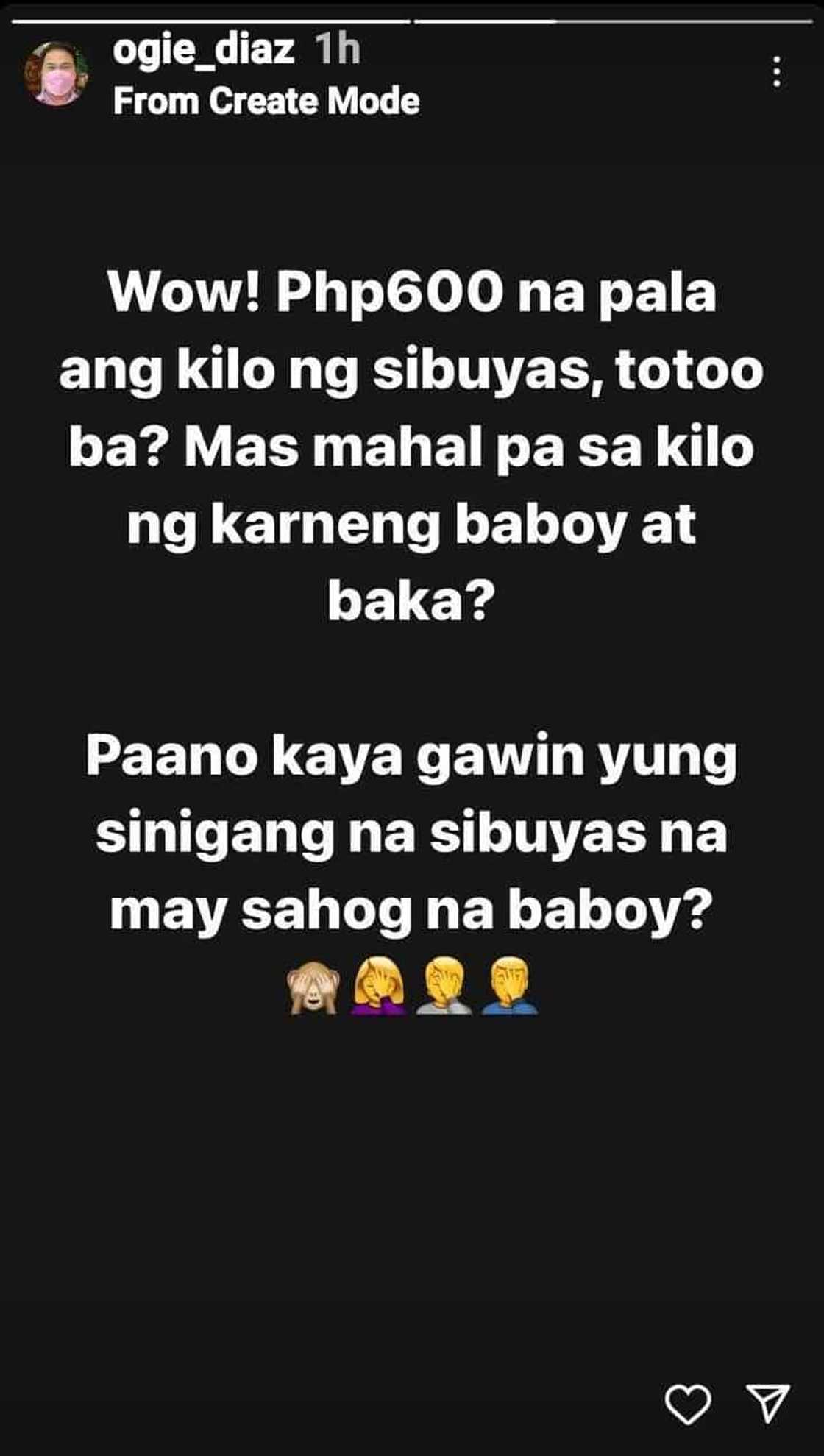 Ogie Diaz rants about high price of onions: “Mas mahal pa sa kilo ng karneng baboy at baka?”