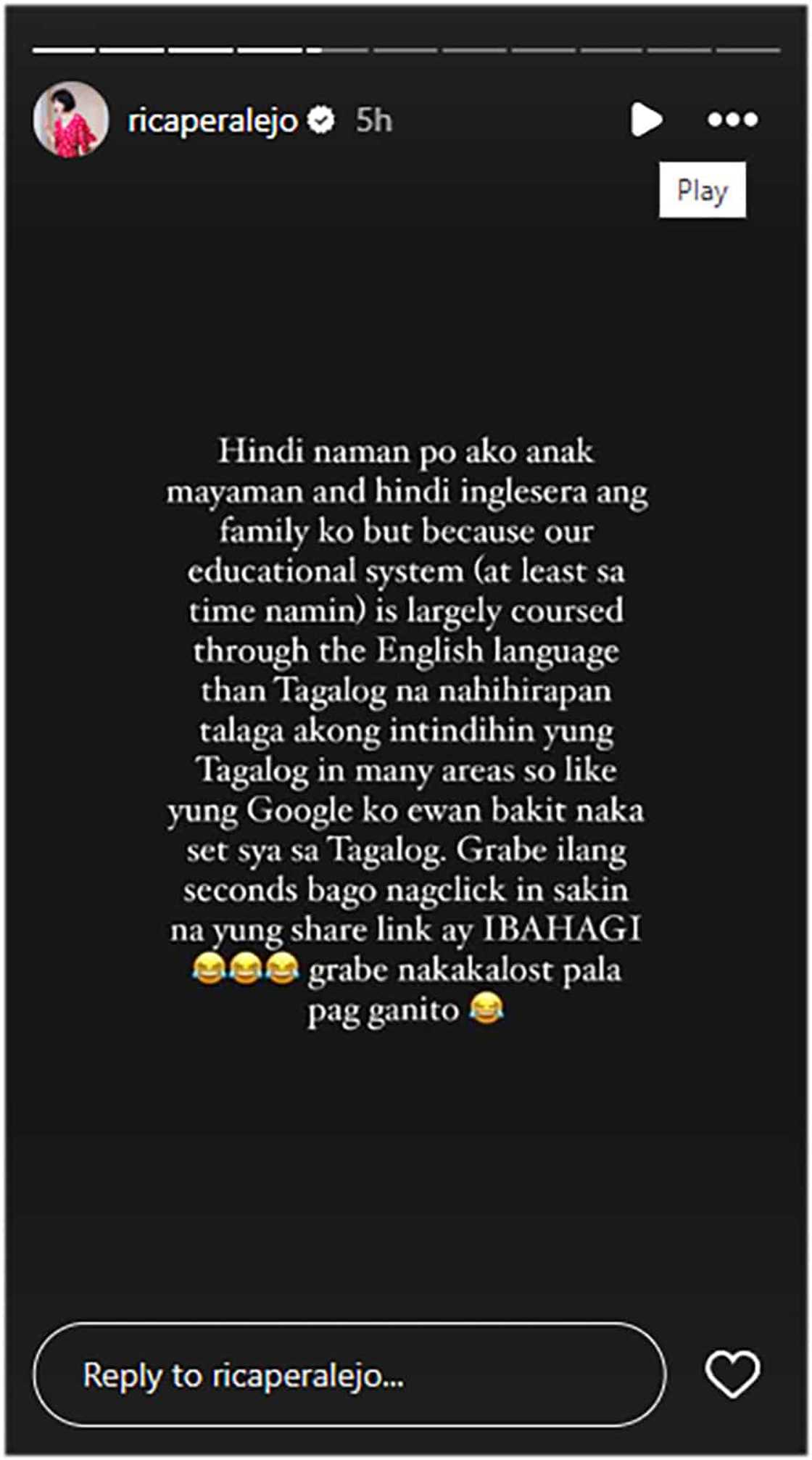 Rica Peralejo, nawindang sa Tagalog setting ng Google: "Yung share link ay IBAHAGI grabe" Rica Peralejo, nawindang sa Tagalog setting ng Google: "Yung share link ay IBAHAGI grabe"