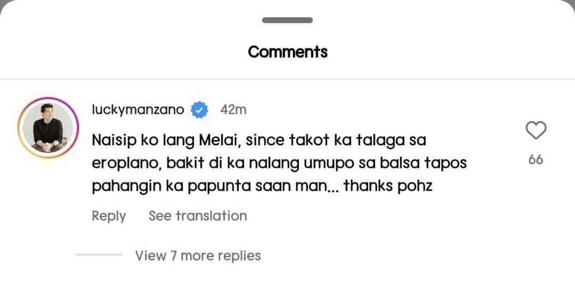 Luis Manzano teases Melai Cantiveros over her 'airplane' post: "Naisip ko lang" Luis Manzano teases Melai Cantiveros over her 'airplane' post: "Naisip ko lang"