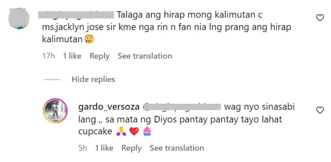 Gardo Versoza, muling nagpahayag ng pagka-miss niya kay Jaclyn Jose Gardo Versoza, muling nagpahayag ng pagka-miss niya kay Jaclyn Jose