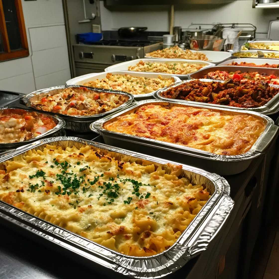 Casseroles of food on a table Casseroles of food on a table
