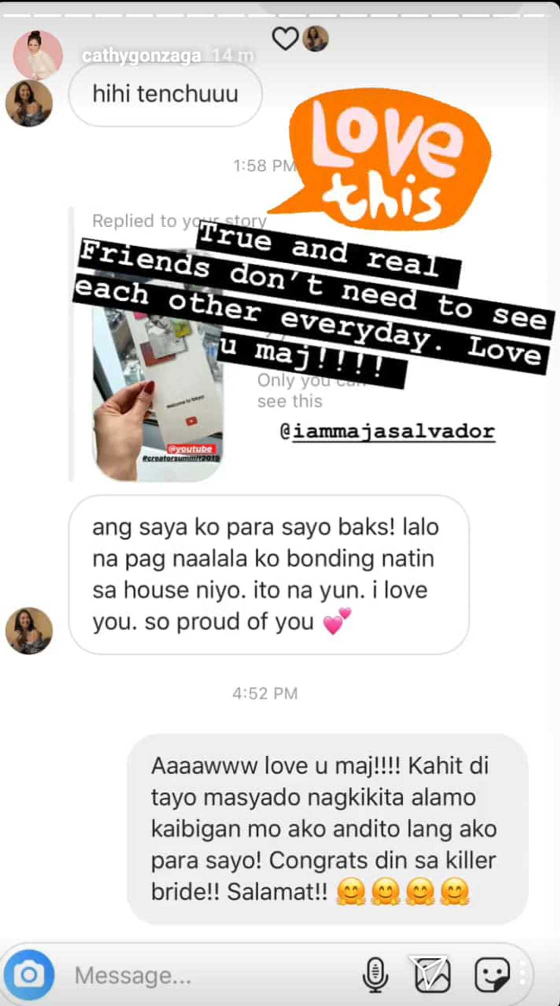Alex Gonzaga reacts to message she received from Maja Salvador Alex Gonzaga reacts to message she received from Maja Salvador