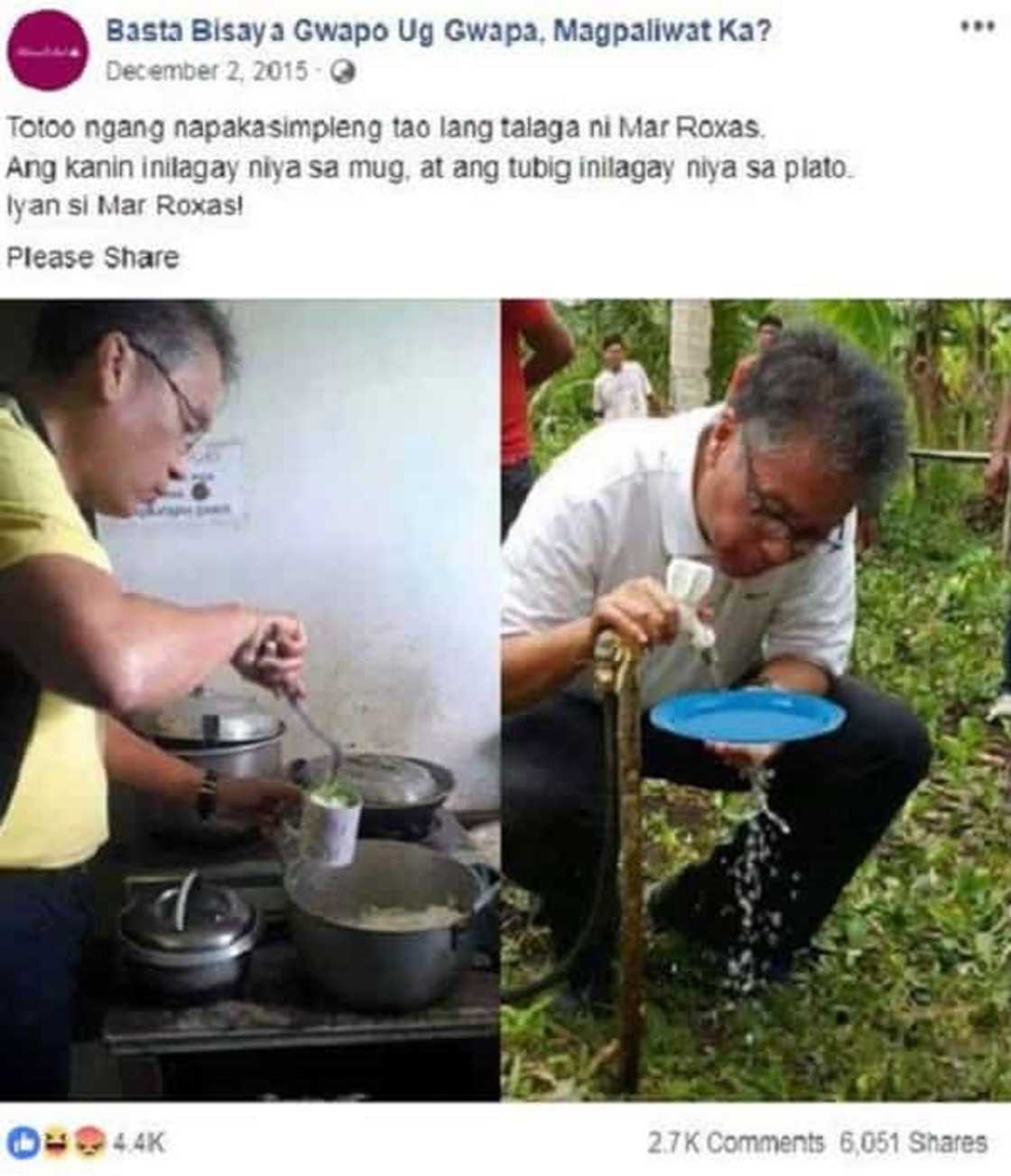 Fact check: Did Mar Roxas use a plate to drink water?