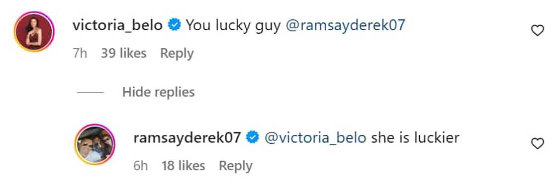 Derek Ramsay, makulit na nag-reply sa "you lucky guy" comment ni Vicki Belo sa pic ni Ellen Adarna Derek Ramsay, makulit na nag-reply sa "you lucky guy" comment ni Vicki Belo sa pic ni Ellen Adarna