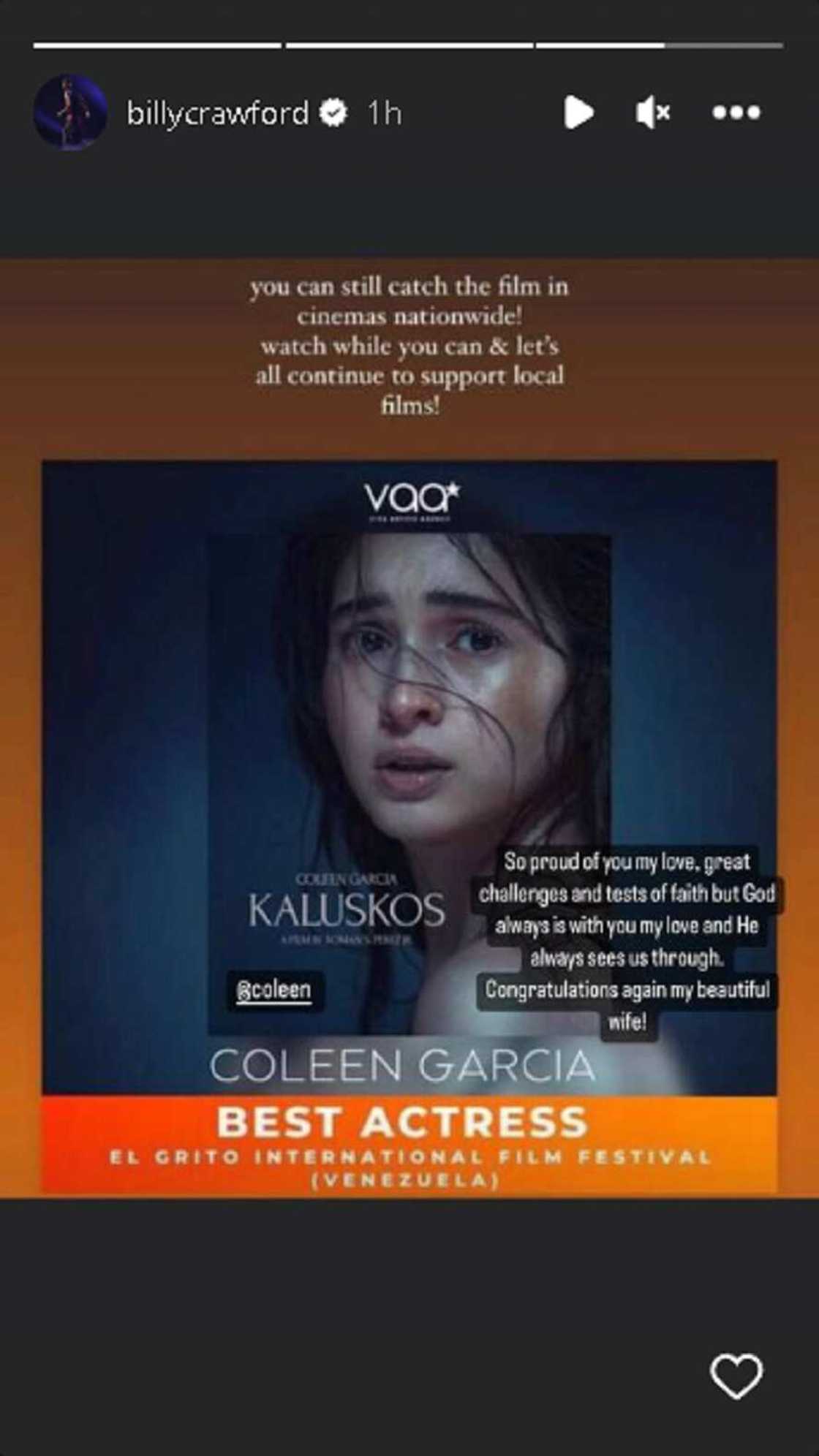 Billy Crawford, proud sa pagkapanalo ng asawang si Coleen Garcia bilang Best Actress: “So proud of you” Billy Crawford, proud sa pagkapanalo ng asawang si Coleen Garcia bilang Best Actress: “So proud of you”