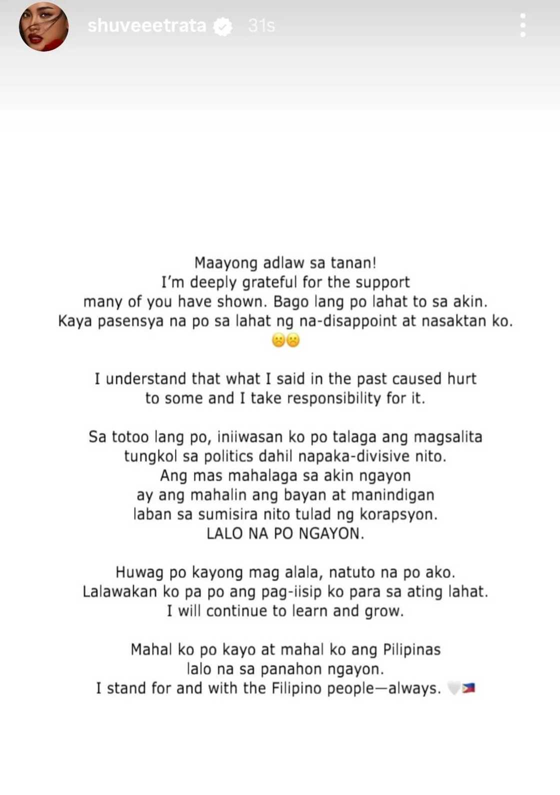 Shuvee Etrata, nagsalita na tungkol sa lumang post niya bilang DDS Shuvee Etrata, nagsalita na tungkol sa lumang post niya bilang DDS