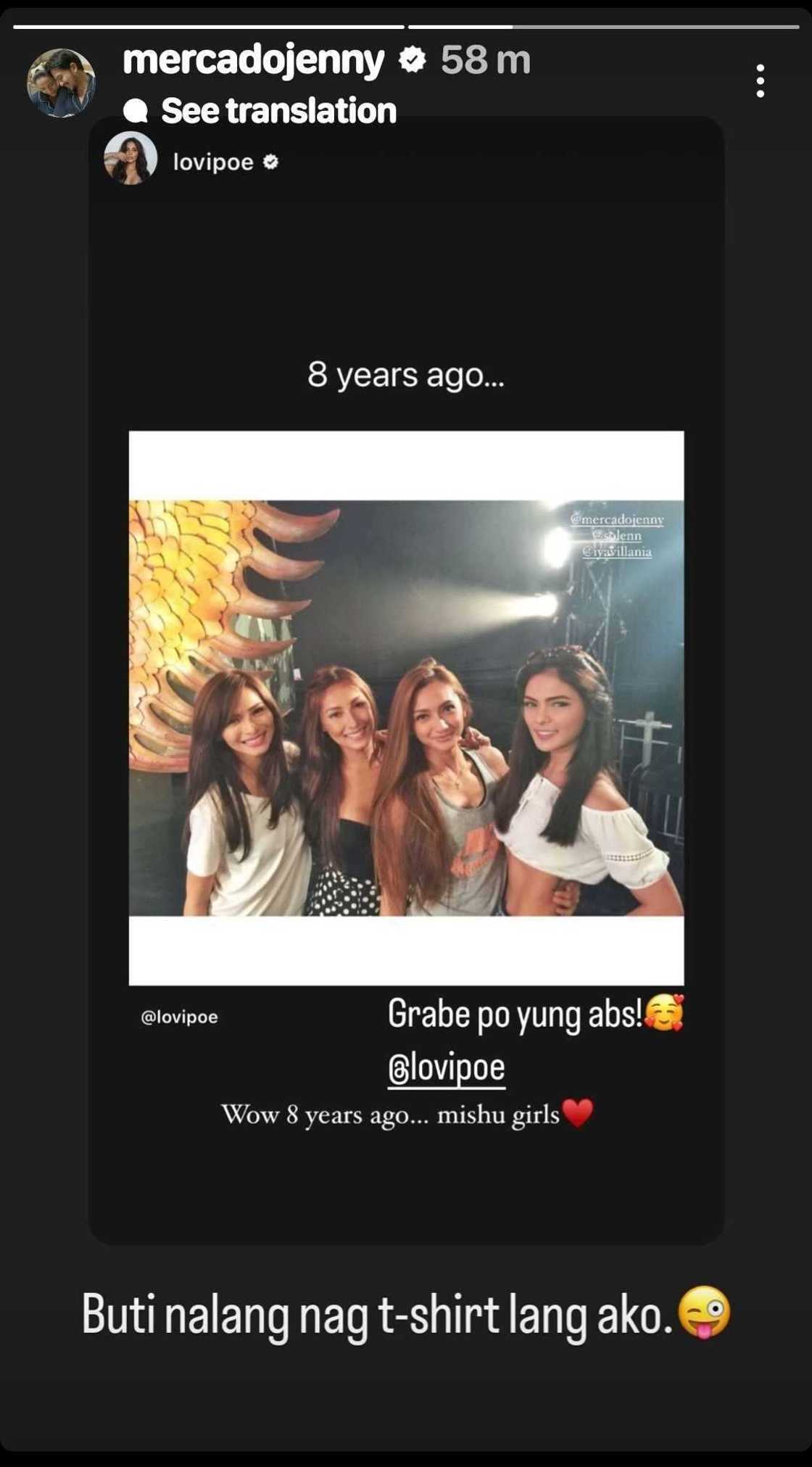 Lovi Poe shares lovely throwback pic with Jennylyn Mercado, Solenn Heussaff, Iya Villania