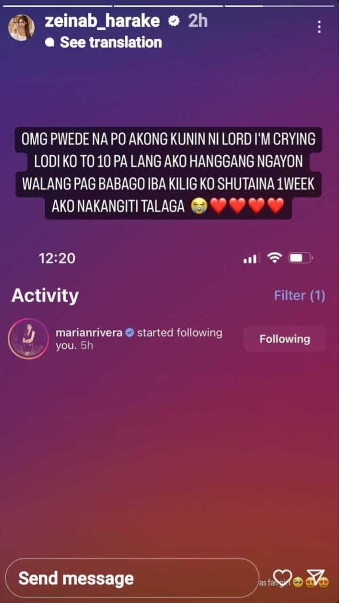 Zeinab Harake matapos i-follow ni Marian Rivera sa IG: “I'm crying” Zeinab Harake matapos i-follow ni Marian Rivera sa IG: “I'm crying”