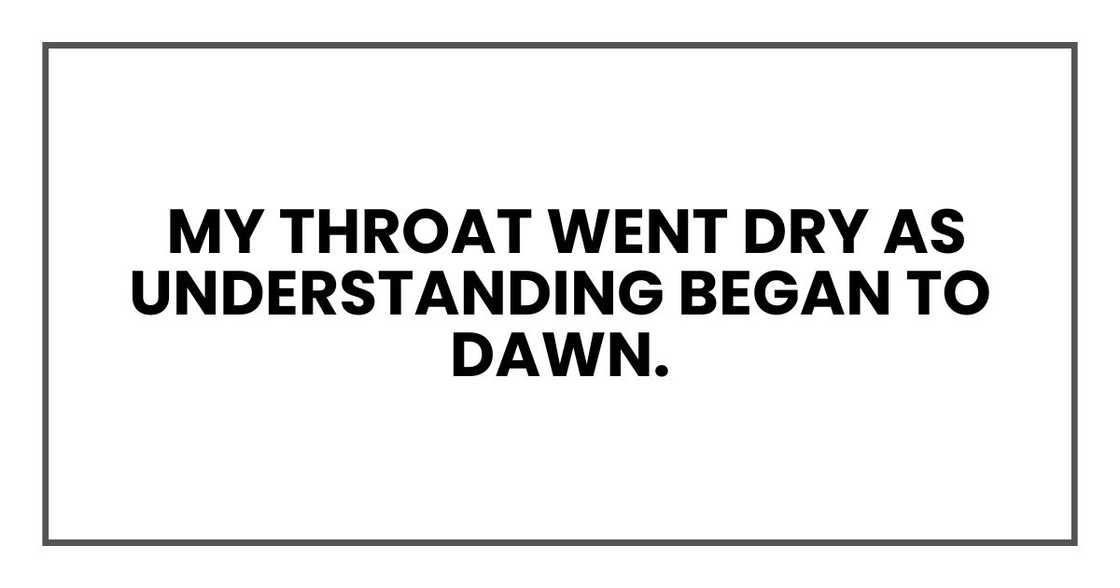 My throat went dry as understanding began to dawn