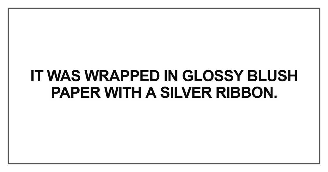 It was wrapped in glossy blush paper with a silver ribbon