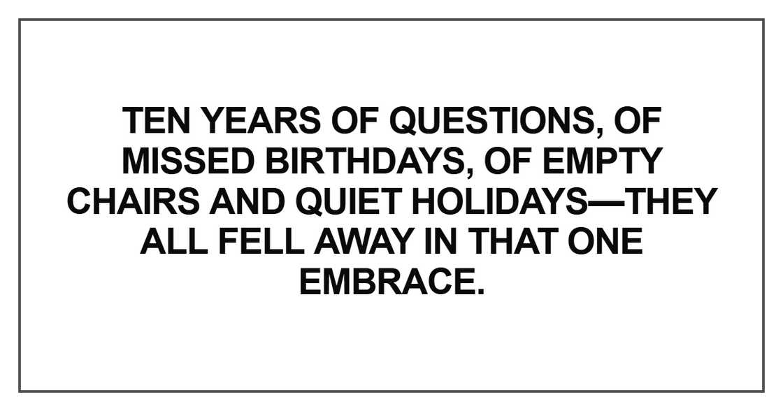 Ten years of questions, of missed birthdays, of empty chairs and quiet holidays