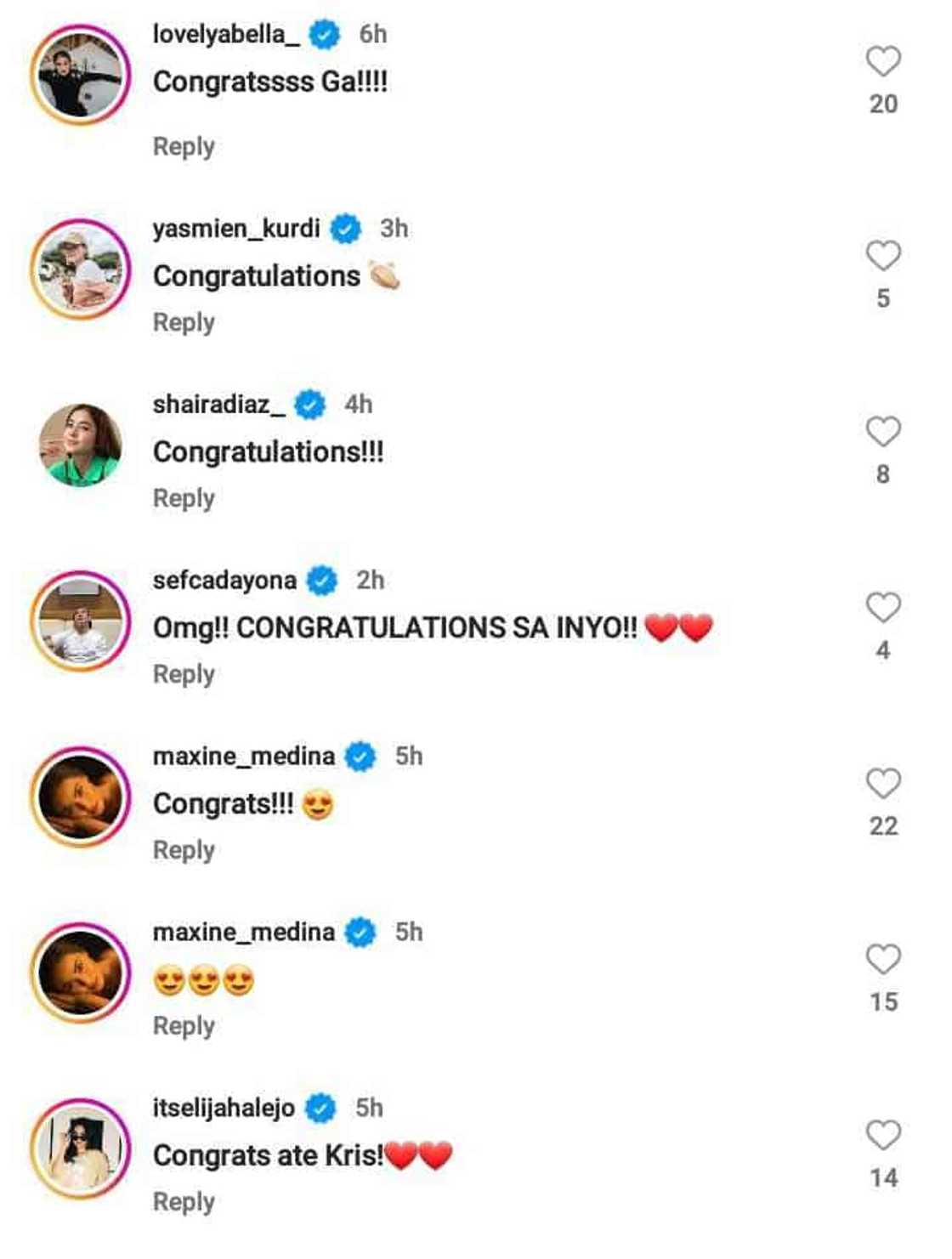 Celebrities react to Kris Bernal's pregnancy announcement: “Congratulations” Celebrities react to Kris Bernal's pregnancy announcement: “Congratulations”