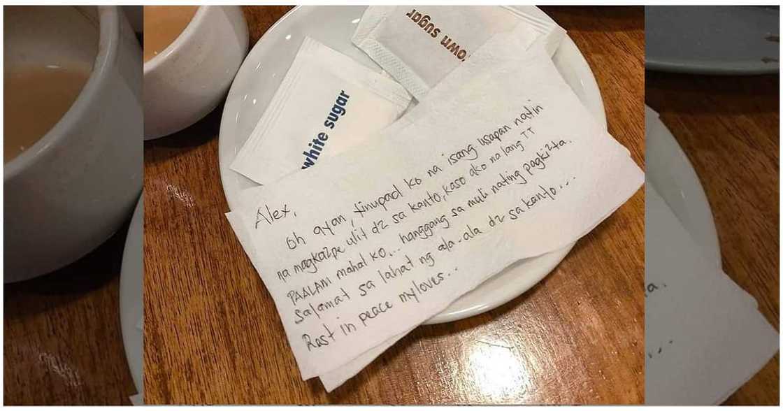 Note na iniwan ng customer sa isang resto, dumurog sa puso ng netizens: “Paalam, mahal ko” Note na iniwan ng customer sa isang resto, dumurog sa puso ng netizens: “Paalam, mahal ko”