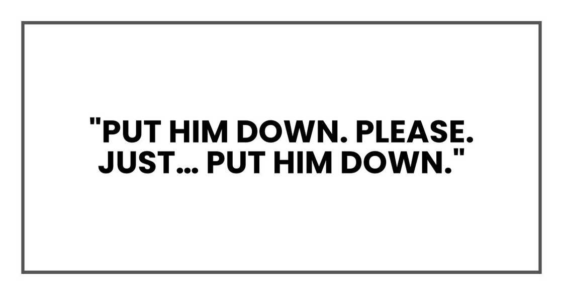 "Put him down. Please. Just… put him down."