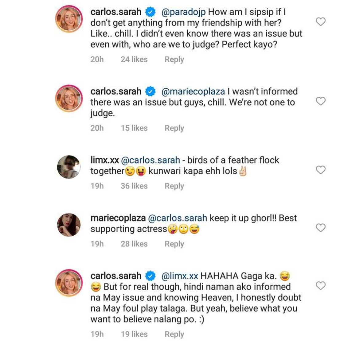 Heaven Peralejo, todong dinepensahan ni Sarah Carlos laban sa mga bumabatikos dahil kay Kiko Estrada Heaven Peralejo, todong dinepensahan ni Sarah Carlos laban sa mga bumabatikos dahil kay Kiko Estrada
