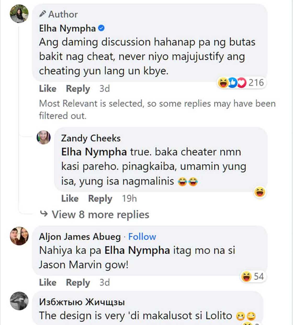 Elha Nympha, cryptic talak niya sa social media, viral: “Pag cheater, cheater period” Elha Nympha, cryptic talak niya sa social media, viral: “Pag cheater, cheater period”