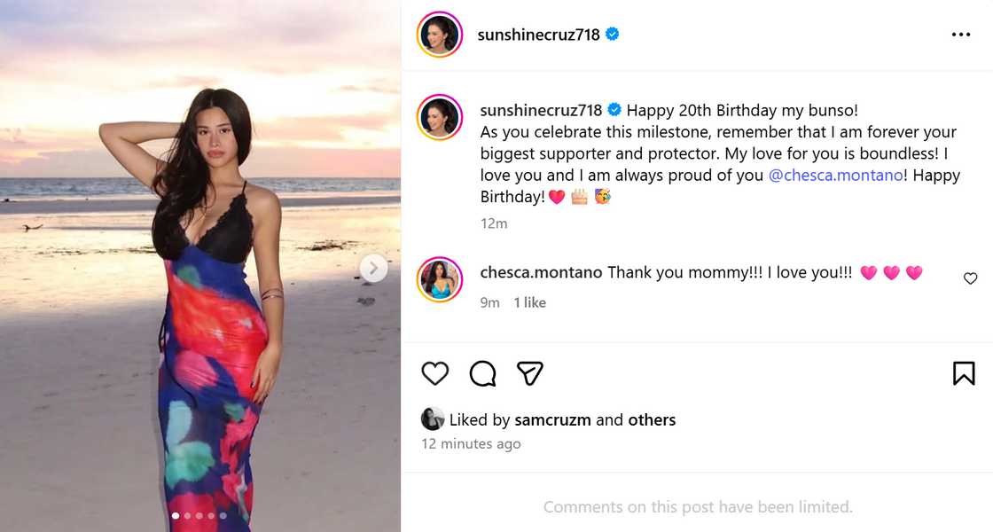 Sunshine Cruz posts loving tribute to youngest daughter Chesca Montano on her special day