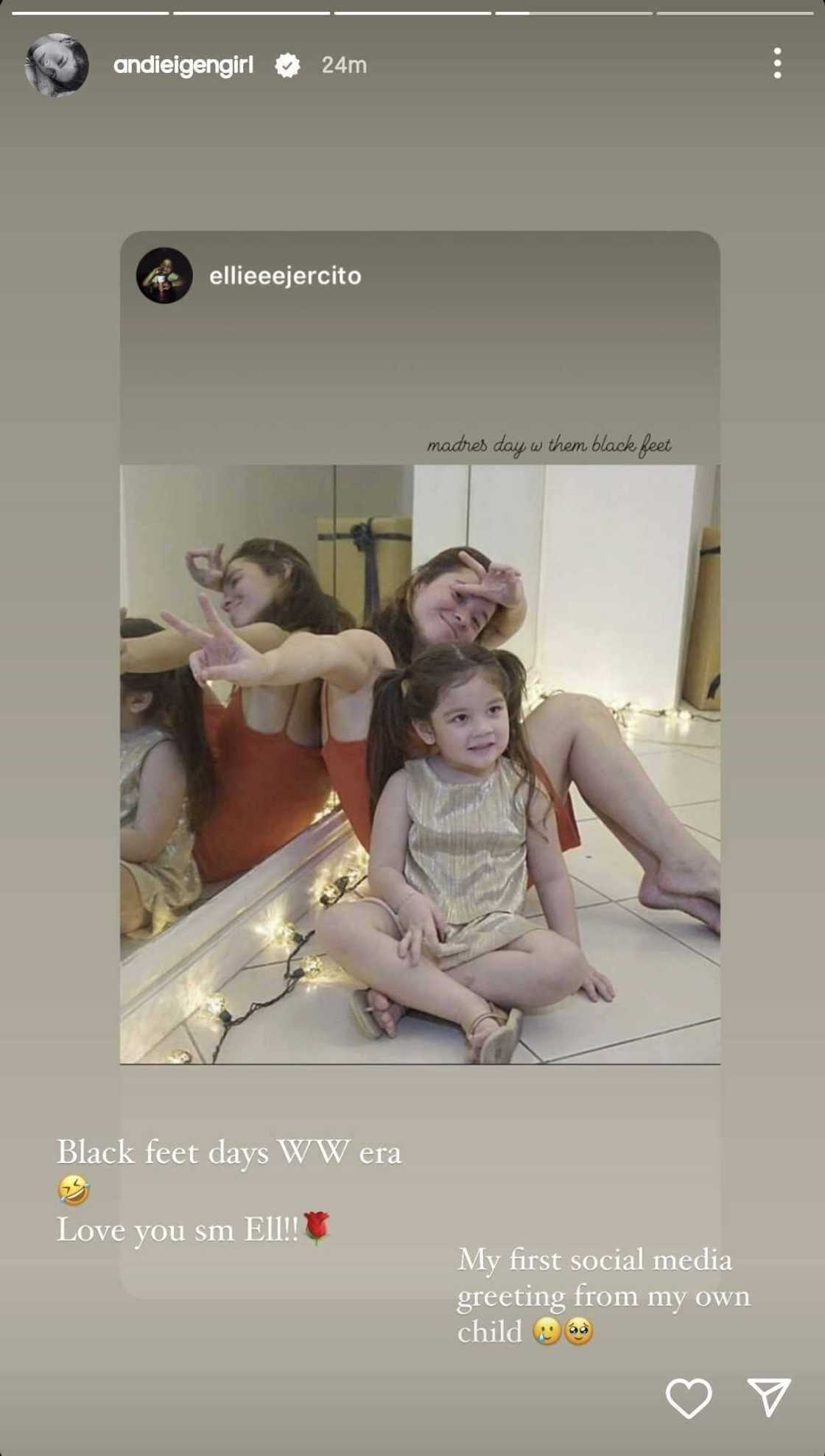 Andi Eigenmann, kinilig sa "first social media greeting" ni Ellie sa kanya Andi Eigenmann, kinilig sa "first social media greeting" ni Ellie sa kanya