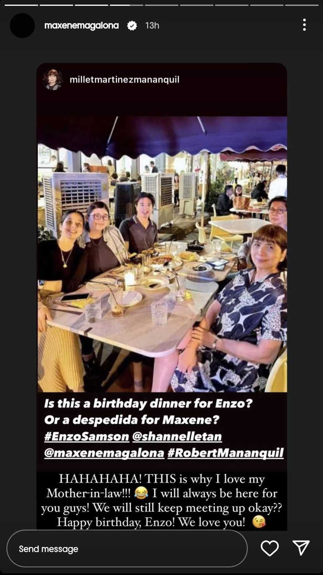 Maxene Magalona reposts photo shared by her mother-in-law: "I will always be here for you guys" Maxene Magalona reposts photo shared by her mother-in-law: "I will always be here for you guys"