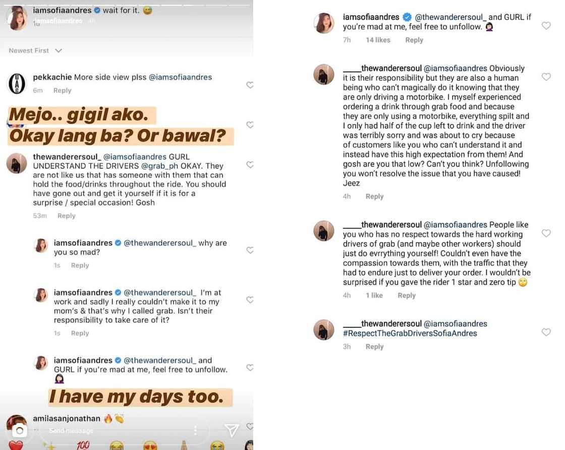 Sofia Andres answers netizen who slammed her attitude towards Grab rider Sofia Andres answers netizen who slammed her attitude towards Grab rider