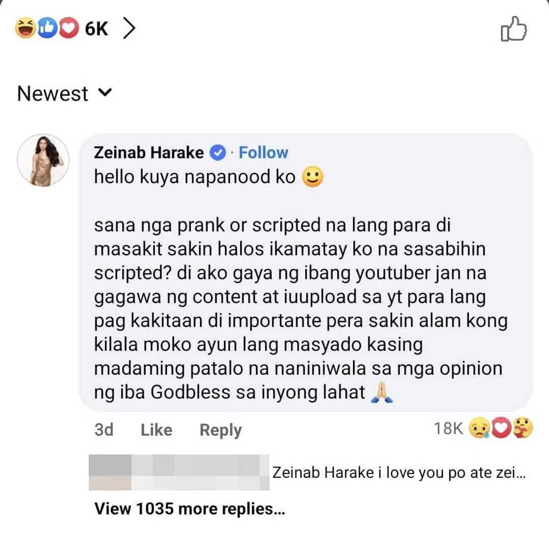 Zeinab Harake, sinagot ang paratang na scripted ang isyu: "Sana nga prank"