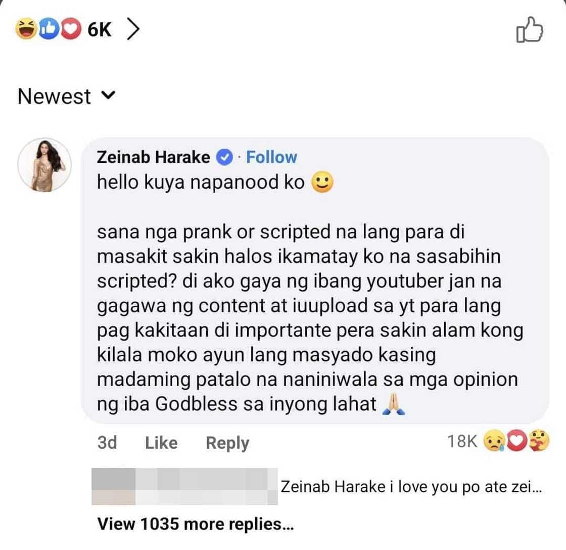 Zeinab Harake, sinagot ang paratang na scripted ang isyu: "Sana nga prank" Zeinab Harake, sinagot ang paratang na scripted ang isyu: "Sana nga prank"