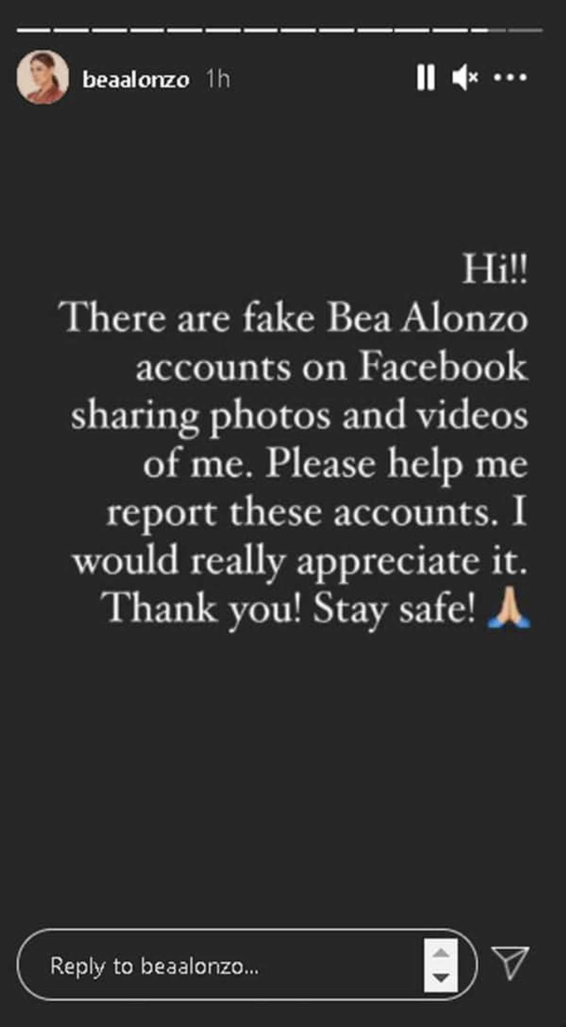 Bea Alonzo seeks help after discovering fake Facebook accounts posting her videos and photos Bea Alonzo seeks help after discovering fake Facebook accounts posting her videos and photos