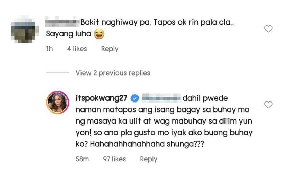 Pokwang sa "bakit naghiwalay pa" comment ng netizen: "Iyak ako buong buhay ko?" Pokwang sa "bakit naghiwalay pa" comment ng netizen: "Iyak ako buong buhay ko?"