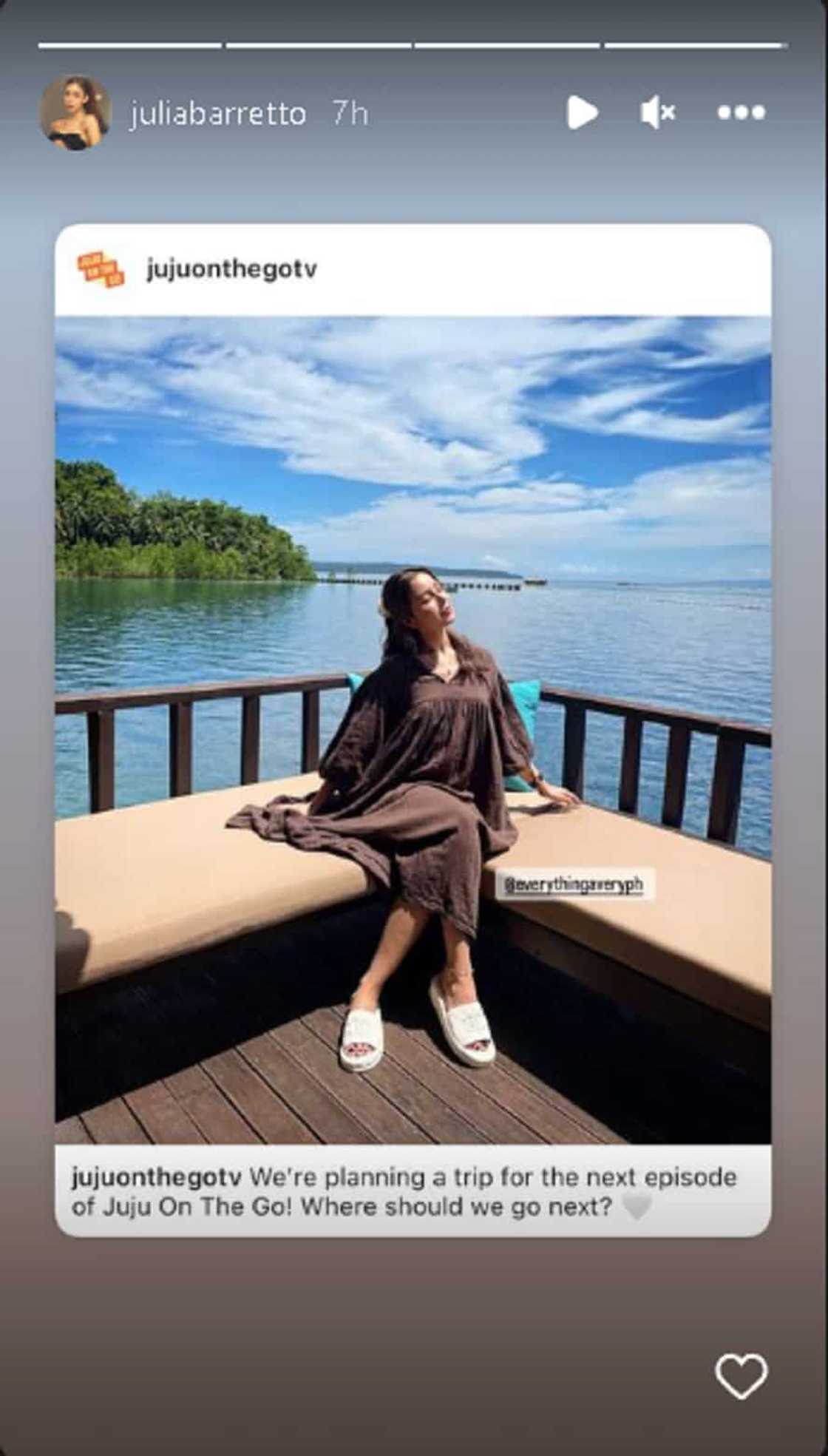 Julia Barretto's latest post about travel asks, "Where should we go next?"