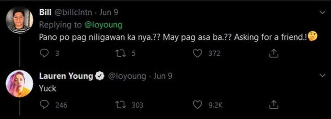 Lauren Young responds to ‘Paano pag niligawan ka ni DJ Loonyo?’ comment Lauren Young responds to ‘Paano pag niligawan ka ni DJ Loonyo?’ comment