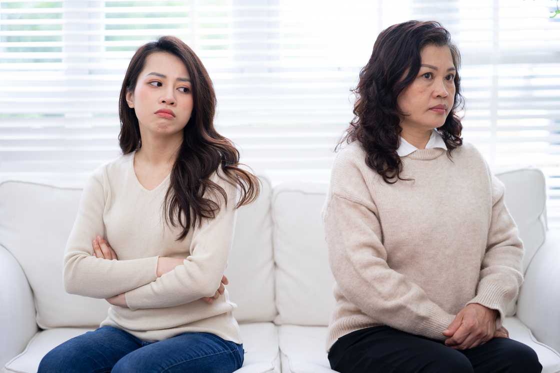 A mother and daughter in disagreement A mother and daughter in disagreement