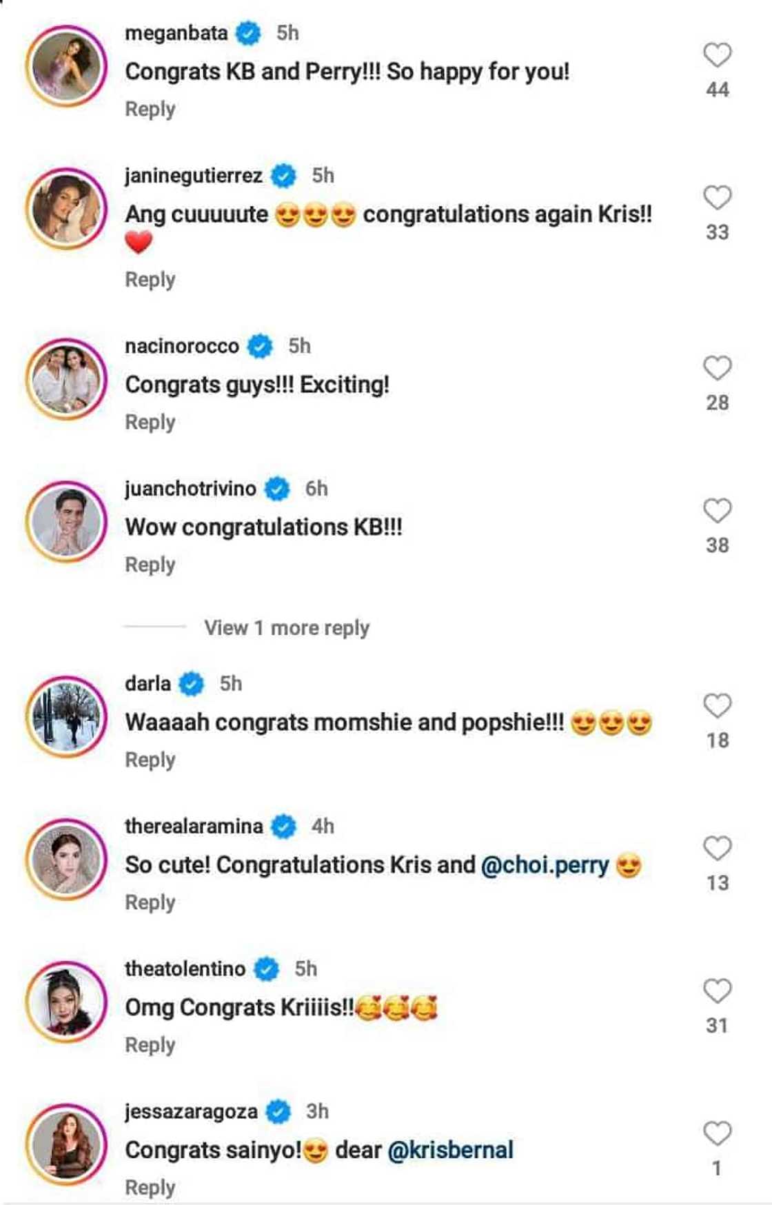 Celebrities react to Kris Bernal's pregnancy announcement: “Congratulations”