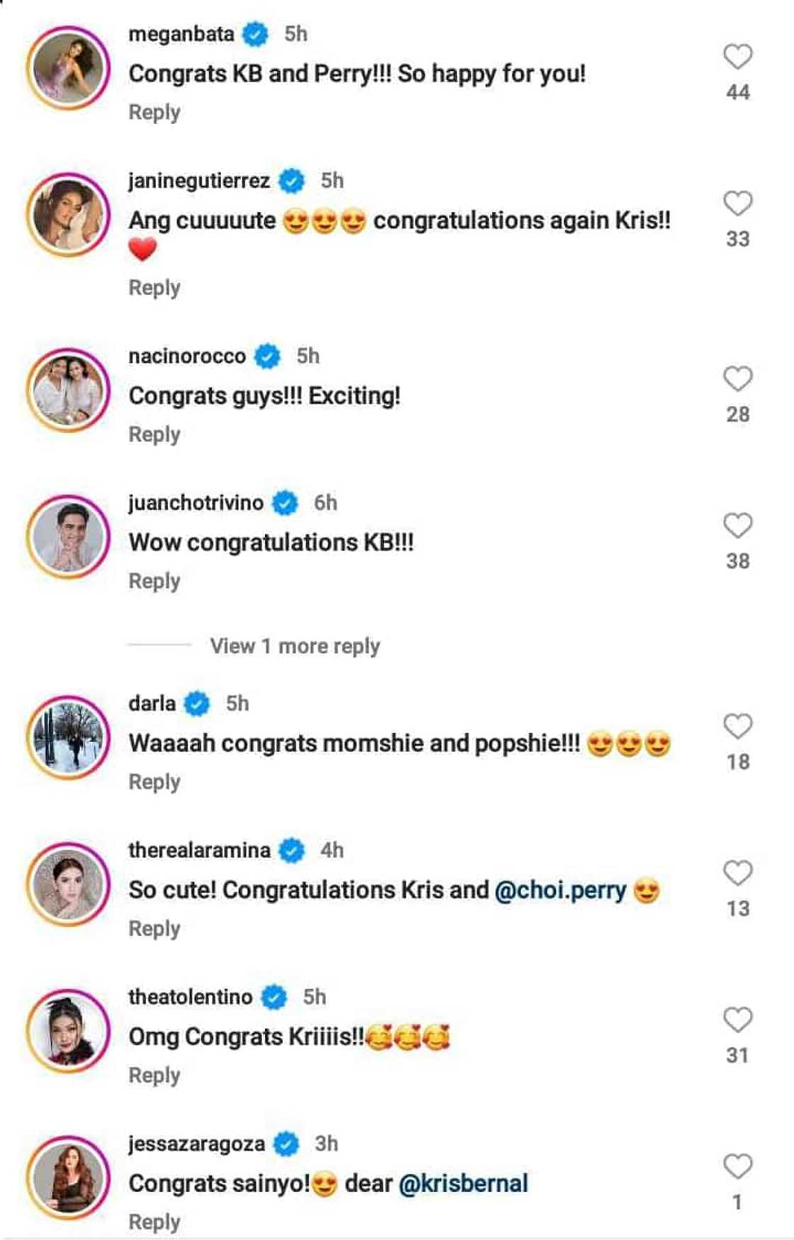 Celebrities react to Kris Bernal's pregnancy announcement: “Congratulations” Celebrities react to Kris Bernal's pregnancy announcement: “Congratulations”