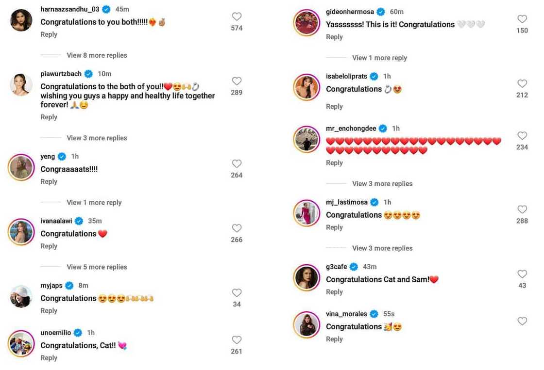Celebrities react to Catriona Gray, Sam Milby’s engagement: “Congratulations” Celebrities react to Catriona Gray, Sam Milby’s engagement: “Congratulations”