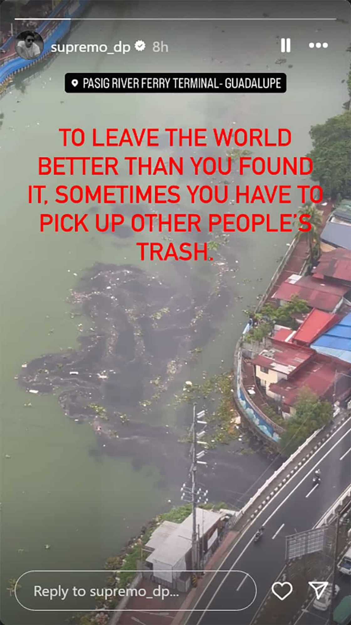 Daniel Padilla, nag-post ng pic Pasig River: “Sometimes you have to pick up other people's trash”