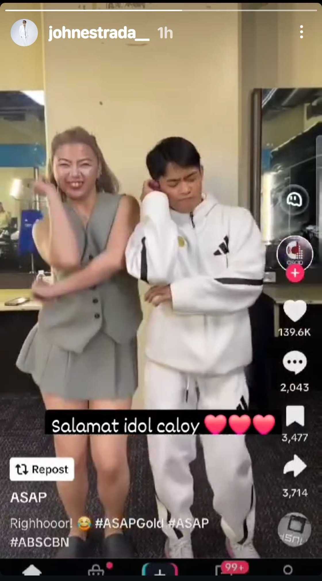 John Estrada, nag-react sa pagkasa nina Carlos Yulo, Chloe San Jose sa 'Rigor' dance challenge