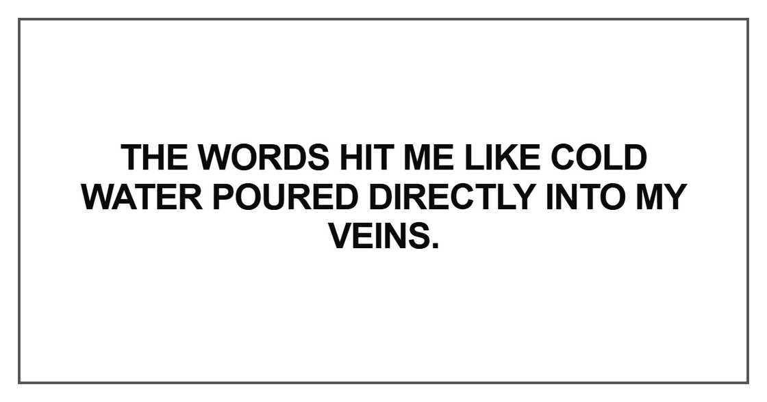 The words hit me like cold water The words hit me like cold water