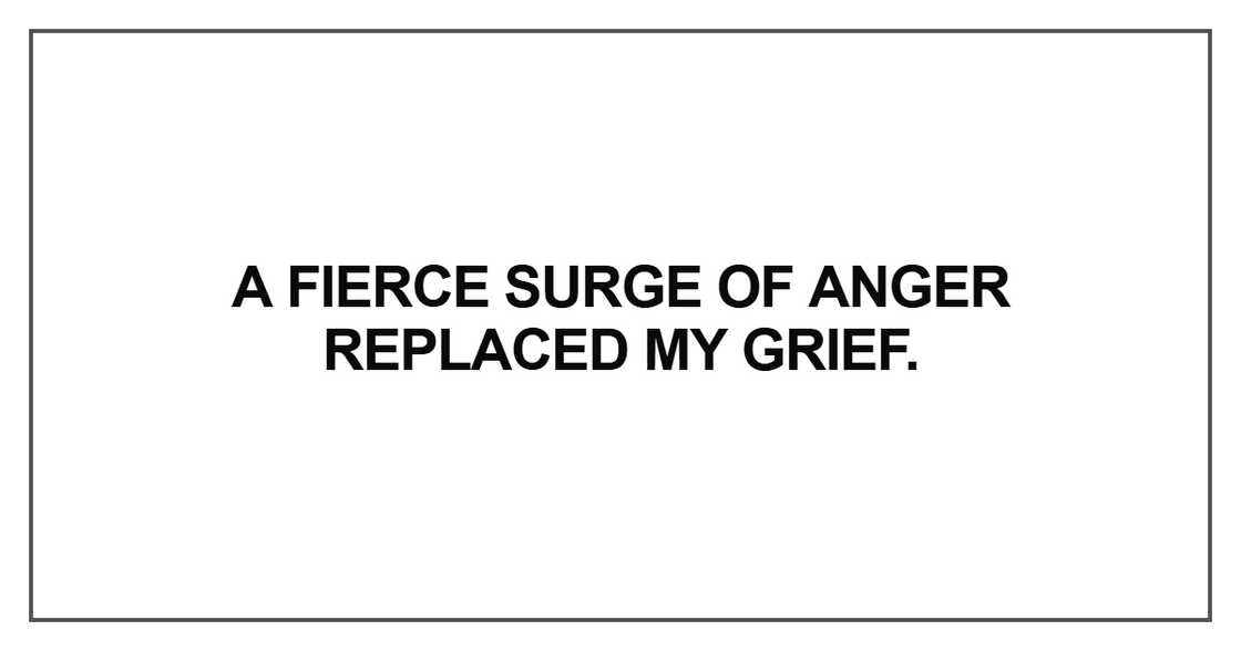 A fierce surge of anger replaced my grief A fierce surge of anger replaced my grief