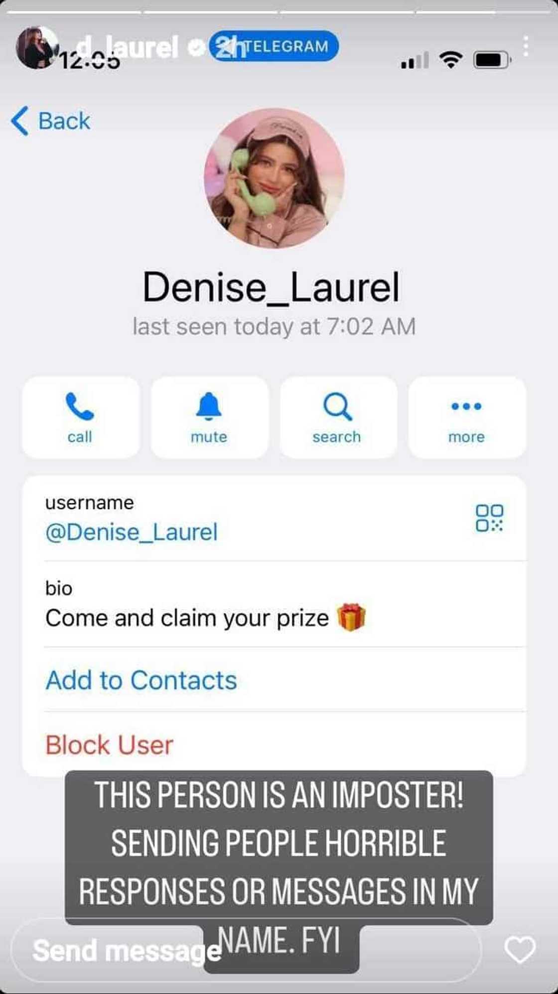 Denise Laurel, nagbabala ukol sa poser niya sa Telegram at YouTube Denise Laurel, nagbabala ukol sa poser niya sa Telegram at YouTube