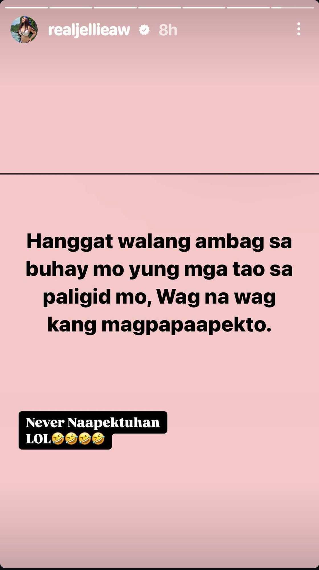 Jellie Aw, may palaban na post ukol sa mga taong “walang ambag sa buhay mo” Jellie Aw, may palaban na post ukol sa mga taong “walang ambag sa buhay mo”