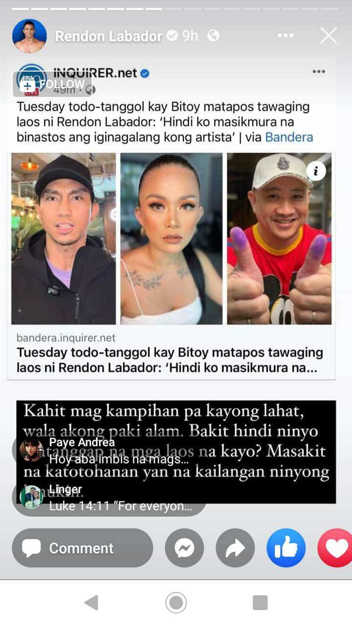 Rendon Labador sa mga nagtanggol kay Michael V: "Kahit magkampihan pa kayong lahat"