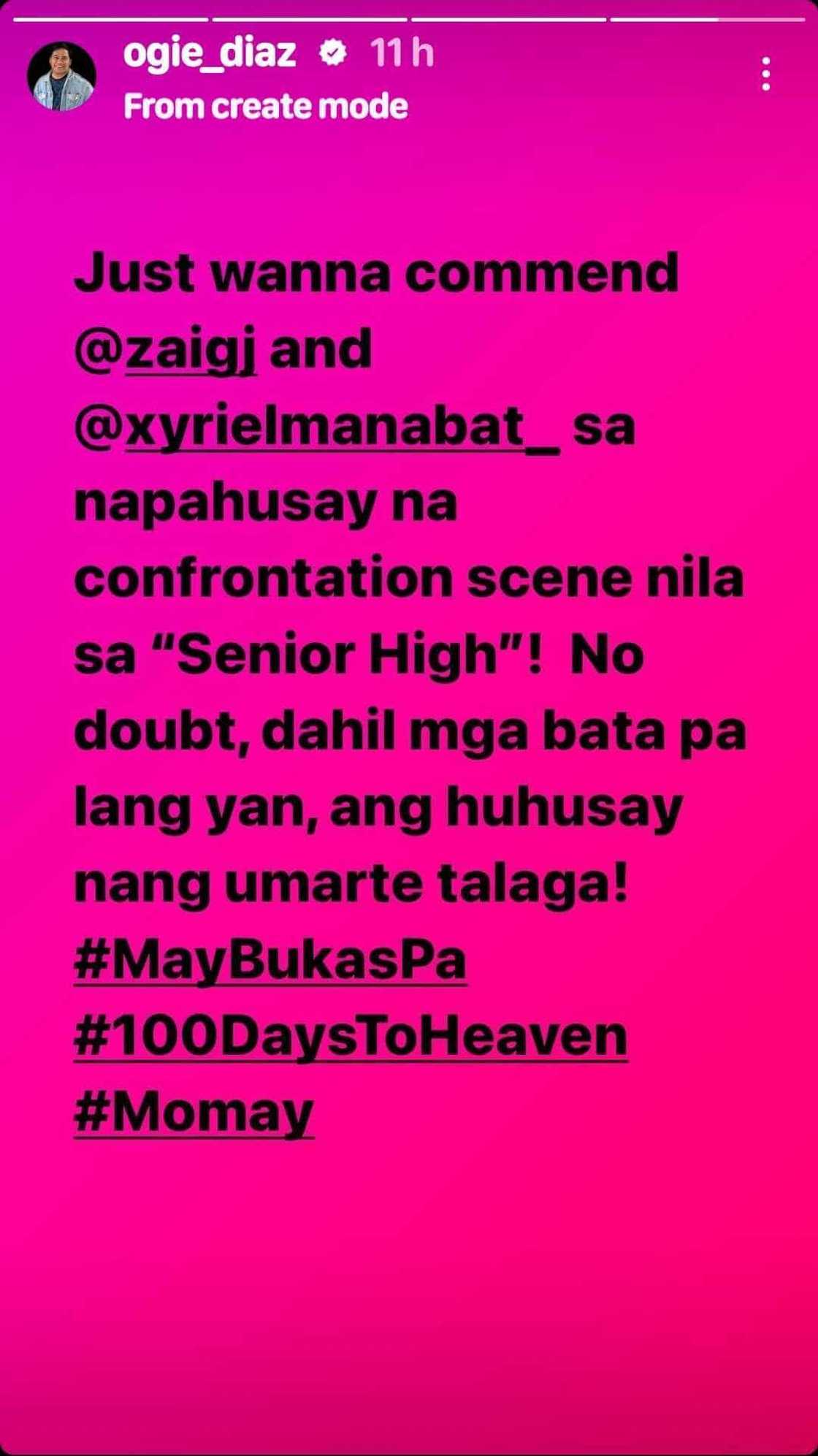 Ogie Diaz, pinuri ang acting nina Zaijian Jaranilla at Xyriel Manabat sa ‘Senior High’ Ogie Diaz, pinuri ang acting nina Zaijian Jaranilla at Xyriel Manabat sa ‘Senior High’