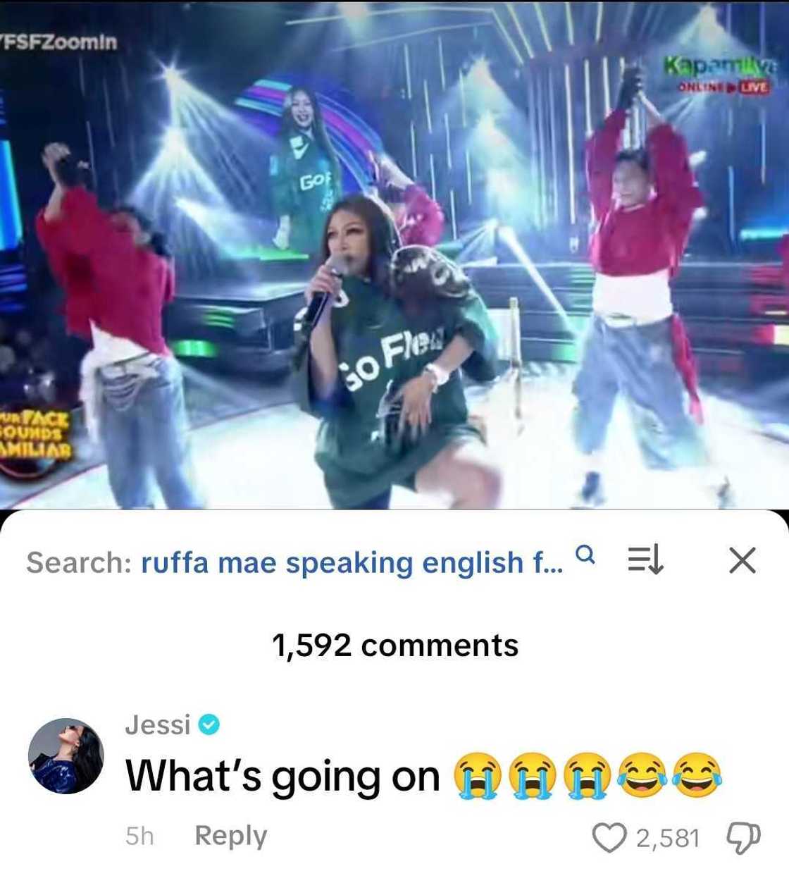 Jessi reacts to Rufa Mae Quinto’s “Zoom” performance on ‘Your Face Sounds Familiar’ Jessi reacts to Rufa Mae Quinto’s “Zoom” performance on ‘Your Face Sounds Familiar’